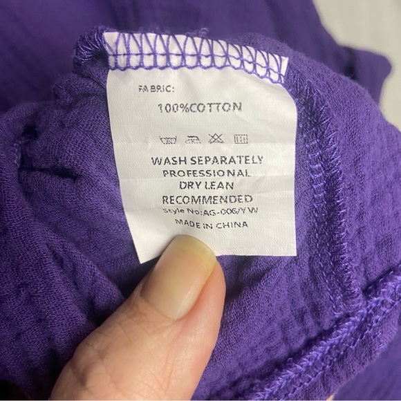 Women's Cotton Purple Button-Up Shirt Size Large - Picture 6 of 6
